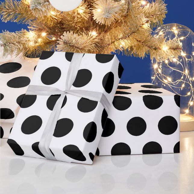 Weiß & Schwarz Polka Dog moderner Chic Geschenkpapier (Feiertage)