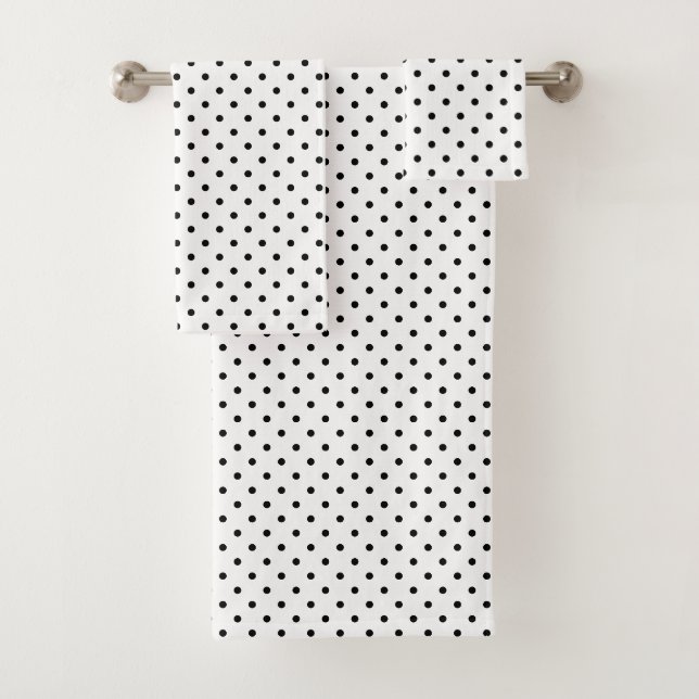 Weiß/schwarz Polka Dots Badetuch Set (Insitu)