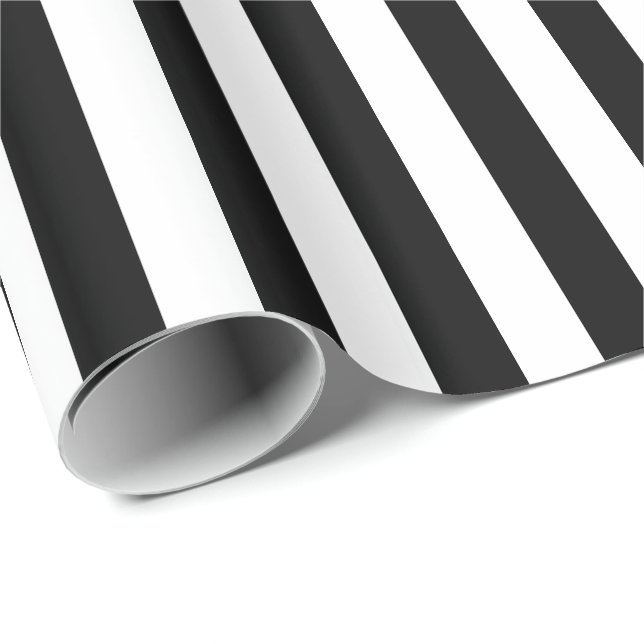 Weiß/Schwarz Streifen Geschenkpapier (Rolleneckpunkt)