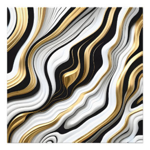Weiß, Schwarz und Gold Celestial Seamless Muster Fotodruck