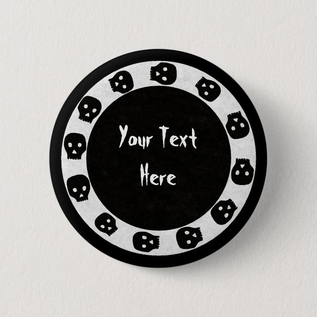 Weiß-Schwarzer Schädel-Knopf Button (Vorderseite)