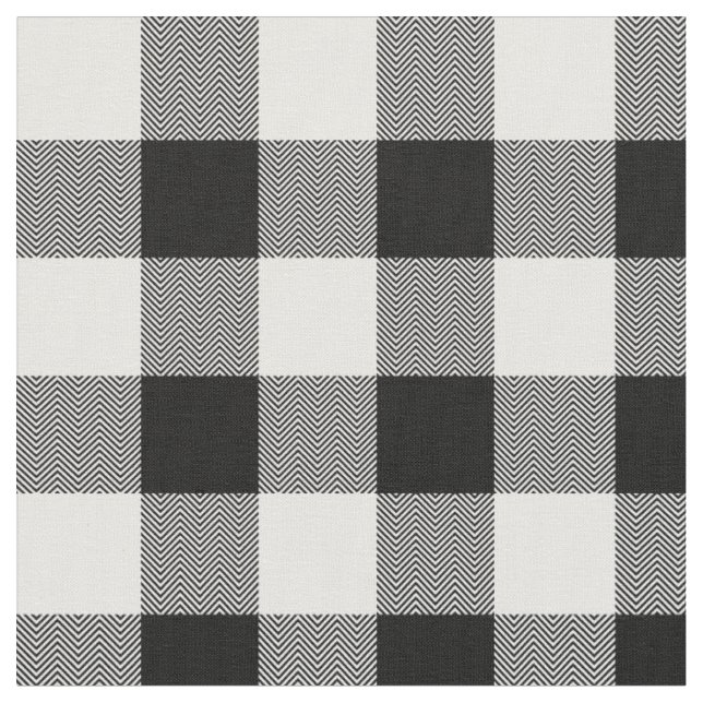 Weiß-schwarzes Chevron-Buffalo-Karo Stoff (Nahaufnahme)