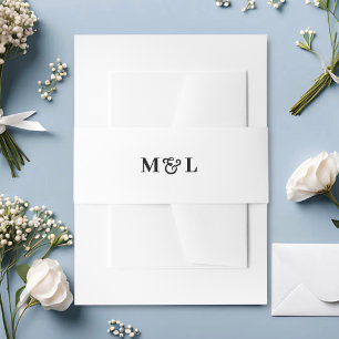 Weiß-Schwarzes Monogramm Paare Hochzeit Einladungsbanderole