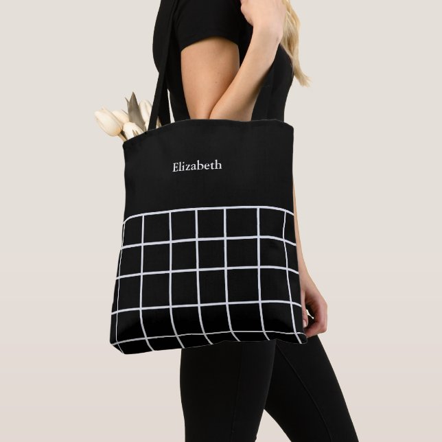 Weiß-schwarzes Rastermuster Tasche (Von Nahem)