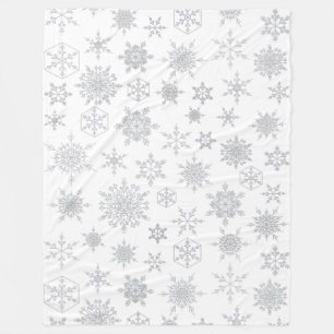 Weiß & Silber Weihnachten Schneeflockenmuster Wint Fleecedecke