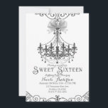 Weiß & Silber Weißer Bow Chic Sweet 16 Sechzehn Einladung<br><div class="desc">Anpassen für jedes Ereignis</div>