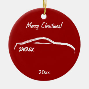 Weiß-Silhouette Nissans 240SX Keramik Ornament