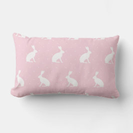 Weiß sitzende Bunnies Muster. Rosa Lendenkissen