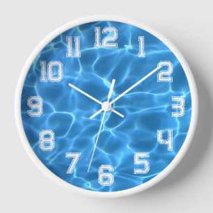 Weiß-Sportliche Kontur Grunge Nummer Schwimmbad Uhr