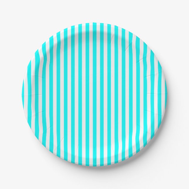 Weiß Stripes Aqua Pappteller (Vorderseite)