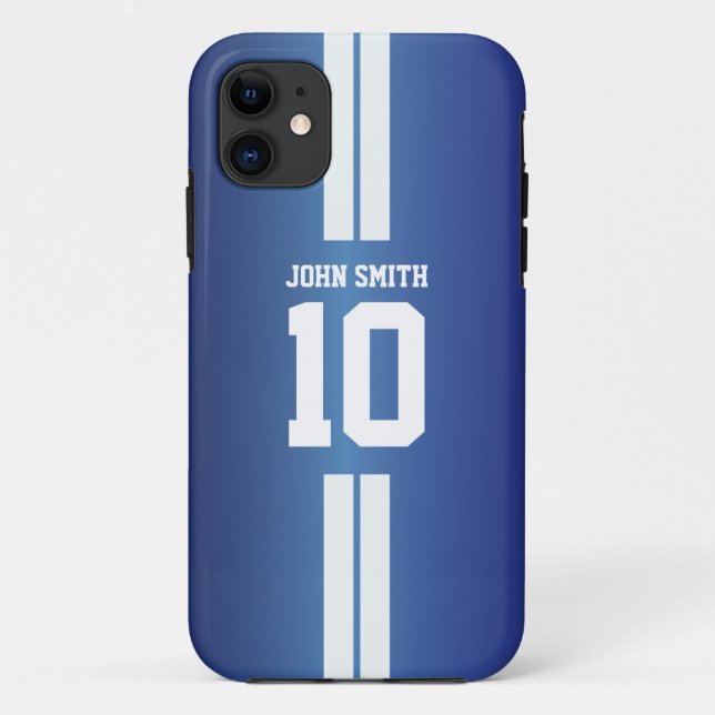 Weiß Stripes Fußball-Spieler blauen iPhone 5 Case-Mate iPhone Hülle (Rückseite)