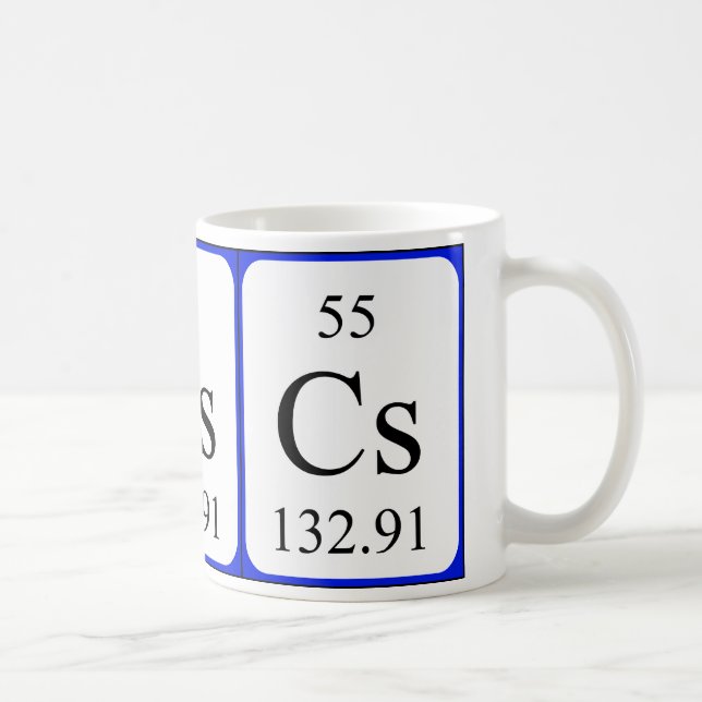 Weiß-Tasse des Elements 55 - Zäsium Kaffeetasse (Rechts)