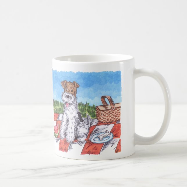 Weiß-Tasse Drahtfox-Sommer-11oz Kaffeetasse (Rechts)