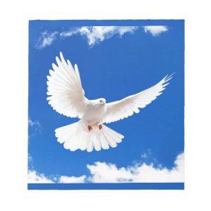 Weiß-Tauben-Vogel-FriedensLiebe-fliegender Himmel Notizblock