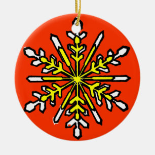 Weiß Transp der Schneeflocke-3 das MUSEUM Zazzle Keramikornament