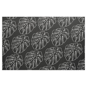 Weiß tropisches Leaf Motif auf stilvollem Schwarz Stoff