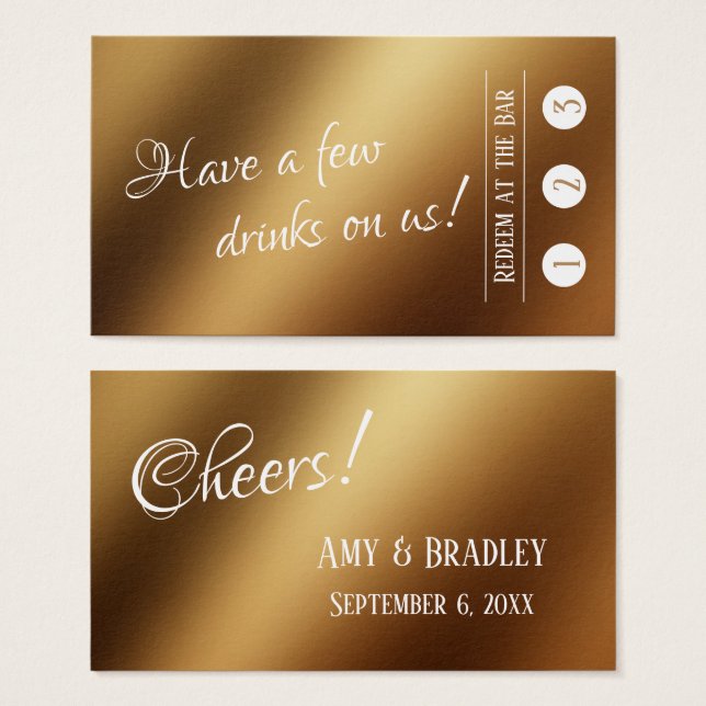 Weiß über Imitate Gold, 3 Punch Drink Tickets (Vorne & Hinten)