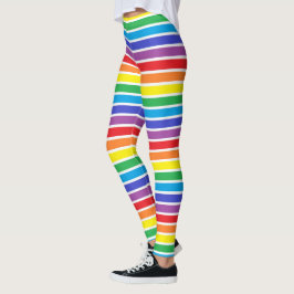 Weiß umrissene Regenbogen-Streifen Leggings