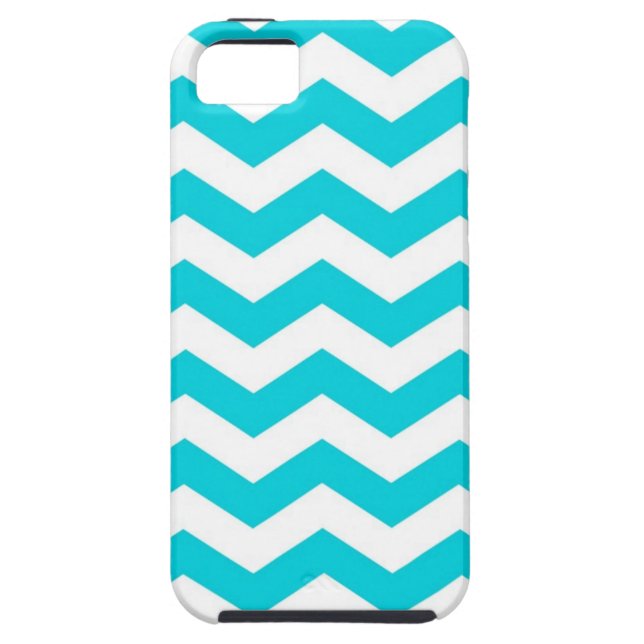 Weiß und Aqua-Zickzack-Muster Case-Mate iPhone Hülle (Rückseite)