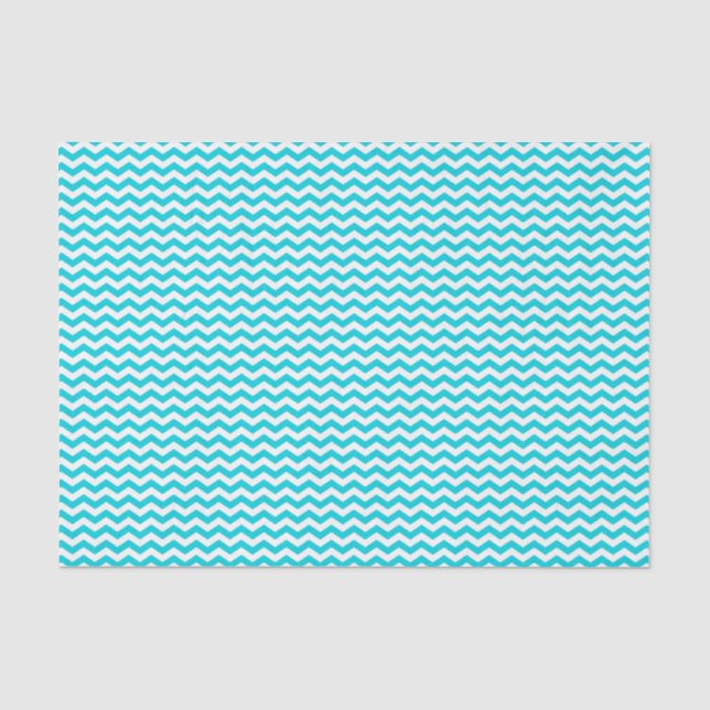 Weiß und Aqua-Zickzack-Muster Seidenpapier (Vorderseite)