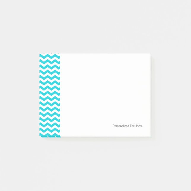 Weiß und Aqua Zig Zag Muster Post-it Klebezettel (Vorderseite)