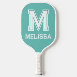Weiß und Aquamarin Minimalistisch Pickleball Schläger