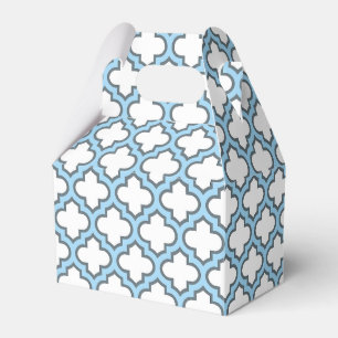 Weiß und Baby Blue Trellis, Gitter, Quatrefolie Geschenkschachtel