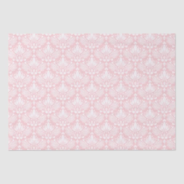 Weiß und blassrosa, elegante Blumenmotive Seidenpapier (Vorderseite)