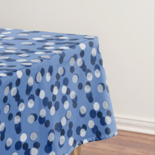 weiß und blau gepunktet tischdecke