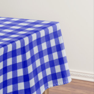 Weiß und Blau Gingham Muster Baumwolle geprüft Tischdecke