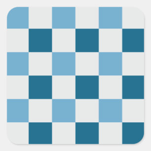 Weiß und blau-karton Muster Square Sticke Quadratischer Aufkleber