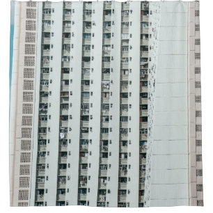 WEISS UND BLAU KONKRETES GEBÄUDE DUSCHVORHANG