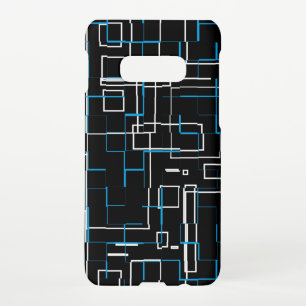 Weiß und Blau-Linse-Muster über schwarz Samsung Galaxy S10E Hülle