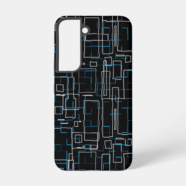 Weiß und Blau-Linse-Muster über schwarz Samsung Galaxy Hülle (Rückseite)