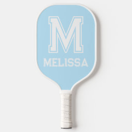 Weiß und Blau Minimalistisch Moderne Monogramme Pickleball Schläger