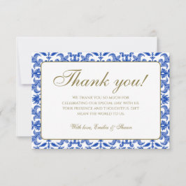 Weiß und Blau Muster Hochzeit Danke Karte