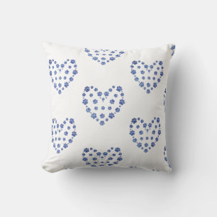 Weiß und Blau Paw Herzmuster Chic Kissen