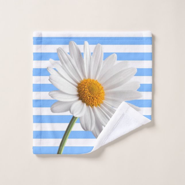 Weiß und blau Streifen Daisy Set Handtuch (Waschlappen)