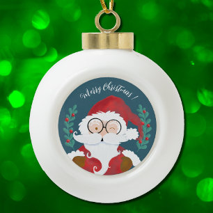 Weiß und blau Weihnachtsball Keramik Kugel-Ornament