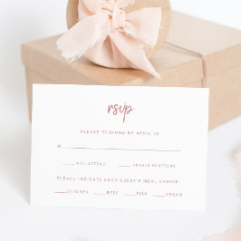 Weiß und Dusty-Rose | Wahl zum Hochzeitsessen RSVP Karte