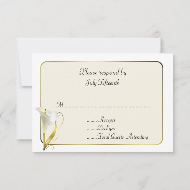 Weiß und Elfenbein mit Calla Lily Wedding RSVP Car (Vorderseite)