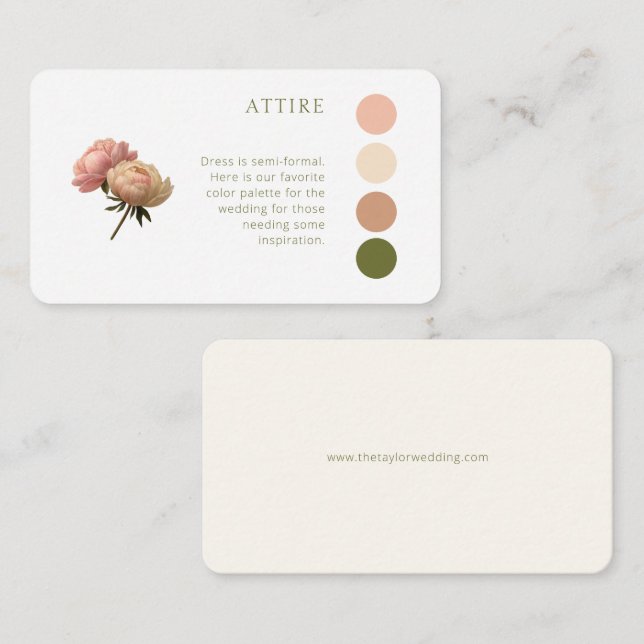 Weiß und Elfenbein | Rose Hochzeitskleid Code Begleitkarte (Vorne/Hinten)