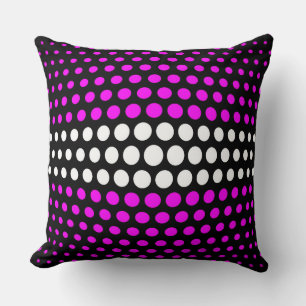 Weiß und Fuchsia Polka Dots Muster Kissen