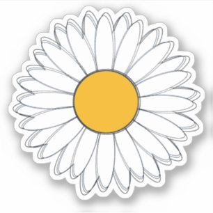 Weiß und Gelb Daisy Graphic Aufkleber