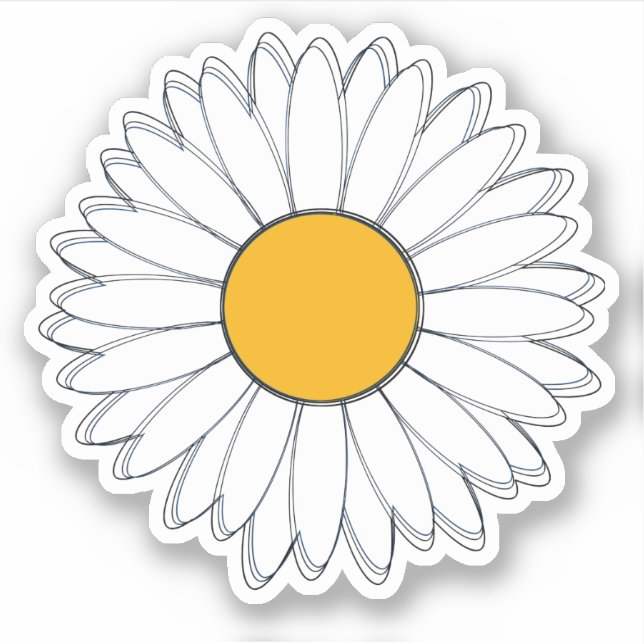 Weiß und Gelb Daisy Graphic Aufkleber (Vorderseite)