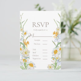 Weiß und gelb, florale Grenz-Hochzeit RSVP Karte