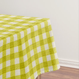 Weiß und Gelb Gingham Muster | Baumwolle geprüft Tischdecke