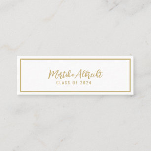 Weiß und Gold Bold Typografy Name Card Mini Visitenkarte