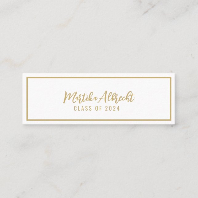 Weiß und Gold | Bold Typografy Name Card Mini Visitenkarte (Vorderseite)
