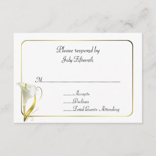 Weiß und Gold mit Calla Lily Wedding RSVP Card Karte